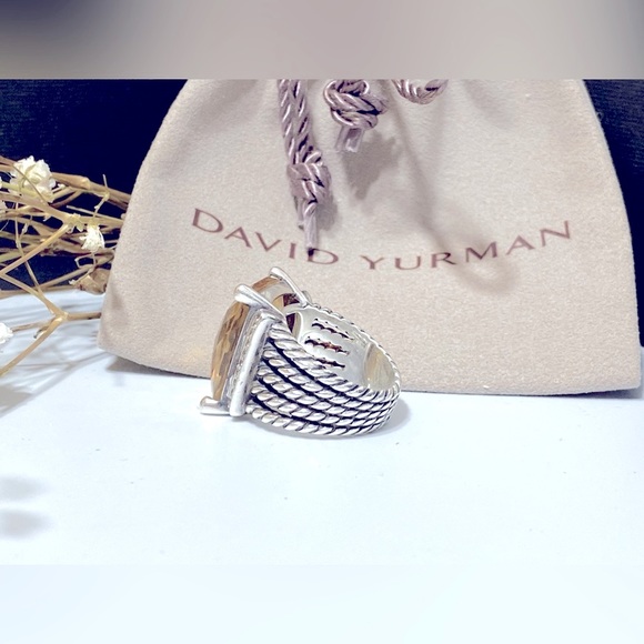 20x16mm David Yurman Large Wheaton Ring with Citrine and Pave Diamonds - Picture 11 of 16